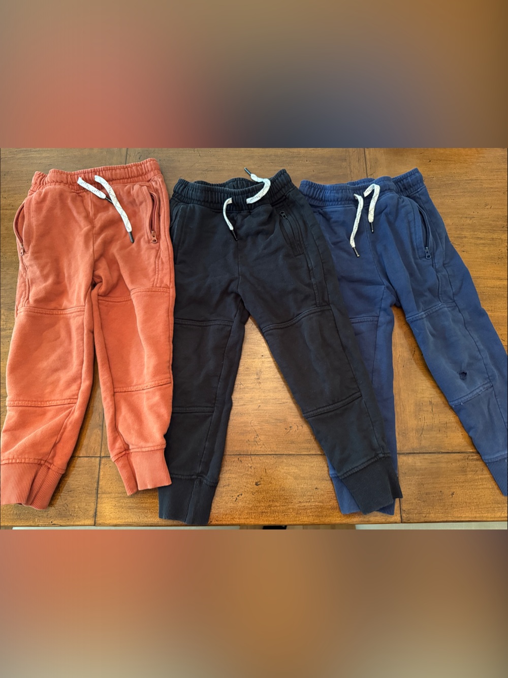 Hanna Anderson Jogger Pants Trio - Rust, Black & Navy